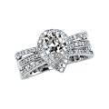 14k White Moissanite Diamond Ring 9x6mm 1 1/2ct 1/3 C Sz 6