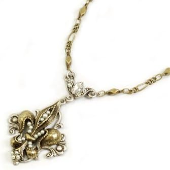 Sweet Romance, Ollipop, Designer Vintage Style Necklace, French Ritz Necklace with Stunning Fleur De Lis Charms.