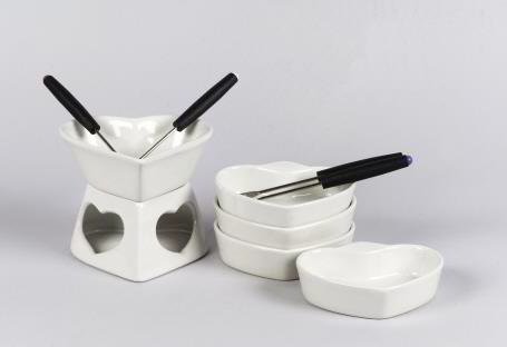 Schokofondue-Set 10tlg Herz ws