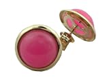 Pink Jade Round Button Earrings, 14k Gold