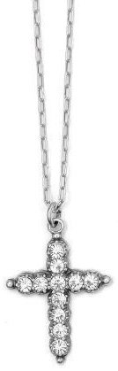 Catherine Popesco Sterling Silver Plated Swarovski Cross Pendant Necklace