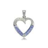 White Gold Princess Heart Pendant W Tanzanite Diamonds