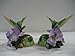 Cosmos Gifts Fine Elegant Porcelain Hummingbird with Purple Iris Taper Candle Holder Pair (Set of 2), 3-1/2