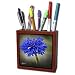 Angel Wings Designs Flowers - Colorful Blue Flower Ornate Detail and Image - Tile Pen Holders-5 inch tile pen holder