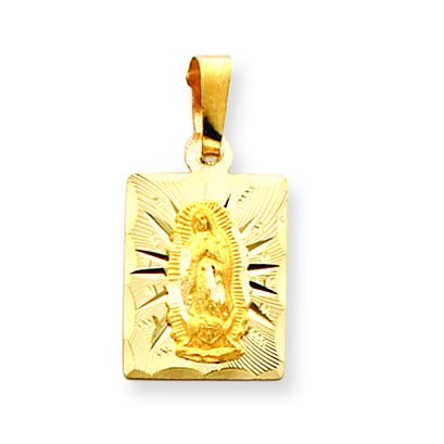 14k Square Guadalupe Medal Pendant