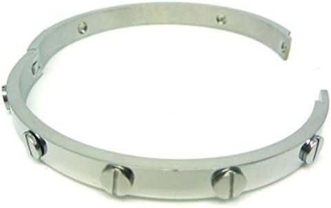 Stainless Steel Love Silver Bangle Bracelet Oval High Polish , Fits 7.0 Inch Wrists