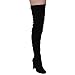 Beston FE62 Women's Drawstring Stretchy Thigh High Block Heel Dress Boots