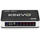 Kinivo 501BN Premium 5 port High speed HDMI switch with IR wireless remote and AC Power adapter - supports 3D, 1080p