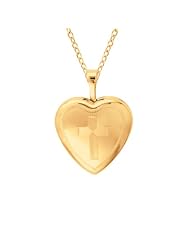 Gold over silver Heart Shaped Locket w/ cross Necklace
