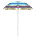 Umbrella Alternating Panels Of Green, Blue, Yellow, And Red Striped Fabric Umbrella With Tilt Adjustment