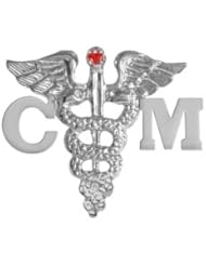 NursingPin - Sterling Silver Case Manager CM Lapel Pin with Ruby