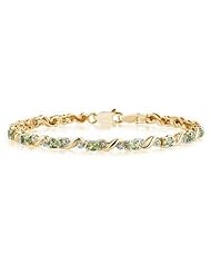 10k Yellow Gold Diamond and Peridot Bracelet