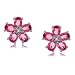 Pink Sapphire and Diamond 14K White Gold Flower Earrings