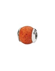 Sterling Silver Coral Stone Charm for 3mm Bracelets
