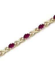 14k Yellow Gold Natural Ruby And Diamond Tennis Bracelet