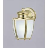 Westinghouse 64518 One-Light Outdoor Downward Wall Sconce, Polished Brass with Frosted Globe