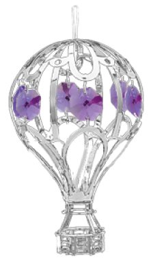 Chrome Hot Air Balloon Ornament – Purple Color Swarovski Crystal