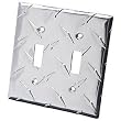 On The Edge 790026 Diamond Plate Double Toggle Light Switch