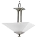 Progress Lighting P3597-09 2-Light Semi-Flush Fixture In Square Etched Glass with Craftsman and Mission Chain and Ceiling Mounts Both Included, Brushed Nickel