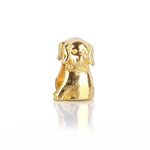 Bling Jewelry Puppy Dog Gold Vermeil 925 Sterling Silver Animal Bead Pandora Compatible