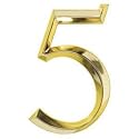 Classic 6 Inch House Number 5 - Polished Brass