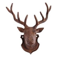 Hirschkopf Hirsch-Geweih Wanddeko aus Gusseisen antikbraun patiniert *