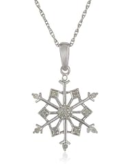 Sterling Silver and Diamond Snowflake Pendant Necklace (1/10 cttw, I-J Color, I2-I3 Clarity), 18"