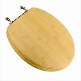 Buy : Comfort Seats C1B2E2-20BN Wood Elongated Toilet Seat with Brushed Nickel Hinges, Rattan Bamboo
