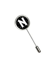 Single Detail Page Misc: Letter N Initial Black and White Stick Hat Brooch Pin - Graphics and More