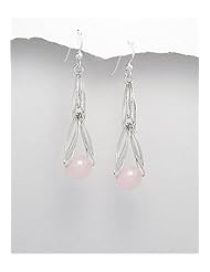 Rose Quartz Earrings In 92.5 Sterling Silver