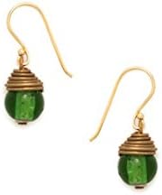 Fair Trade "Wrapped" Recycled Glass and Brass Earrings (Green)