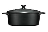Premier Housewares OvenLove Stoneware Casserole Dish with Lid, 30.5 x 24.5 x 14 cm, Matt Black