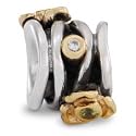 Authentic Pandora Jewelry Silver 14k Yellow Gold Peridot and Diamond Rose Rope Charm