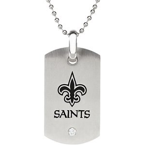 New Orleans Saints NFL Logo Stainless Steel Dog Tag with 27 Inch Beach Chain