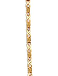 14k Yellow Gold Natural Citrine And Diamond Tennis Bracelet