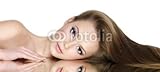 IMAGE OF Wallmonkeys Peel and Stick Wall Decals - Portrait of Beautiful Teen Girl with Long Straight Hair - 48