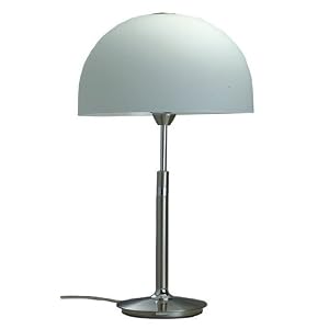 Contemporary Dome Frost Glass Shade and Satin Steel Finish Table Lamp by Century