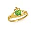 14k Heart Peridot-Green Birthstone Claddagh Ring - Size 7.0