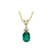 14K Yellow Gold 1/10 ct. Diamond and 8 x 6 MM Emerald Fashion Necklace