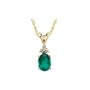 14K Yellow Gold 1/10 ct. Diamond and 8 x 6 MM Emerald Fashion Necklace
