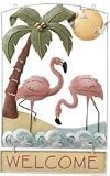 Flamingo Welcome Sign Home front Door Decor wall plaque patio patio decoration