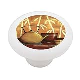 Bamboo and Tea Decorative High Gloss Ceramic Drawer Knob