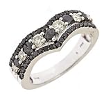 14k white gold black and white diamond ring (1.1 cttw)
