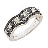 14k white gold black and white diamond ring (1.1 cttw)