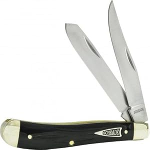 Schrade 94BPB Old Timer Gunstock Trapper Knife with Clip and Spey Blades, Black Pick Bone... by Schrade