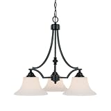 Capital Lighting 4023BC-112 Towne and Country Collection 3-Light Chandelier - Basic Black Finish with Soft White Glass