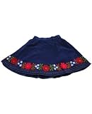 : Room Seven Cobalt Cord Skirt w/ Hand Embroidered Flowers