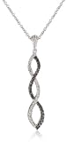 Sterling Silver (1/4 Cttw, I-J Color, I2-I3 Clarity) Black and White Diamond Infinity Pendant Necklace, 17"