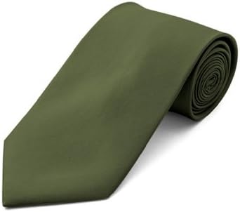 Men's Poly Satin Olive Color Solid Tie And Matching Hanky Set PSTH1301