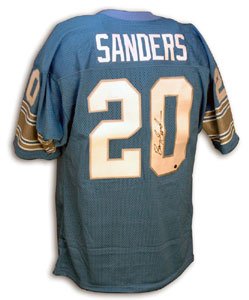 Barry Sanders Signed Lions Blue Throwback Jersey